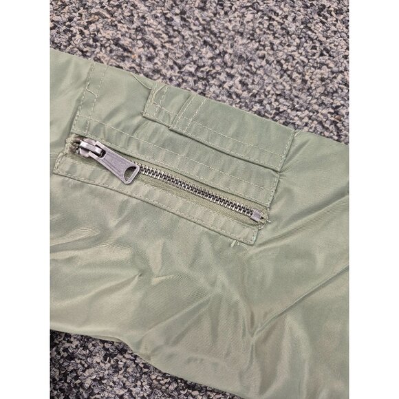 Kids Olive Green Removable Hooded Bomber Jacket Size XL 14/16 With Pockets & Zip - Picture 8 of 9